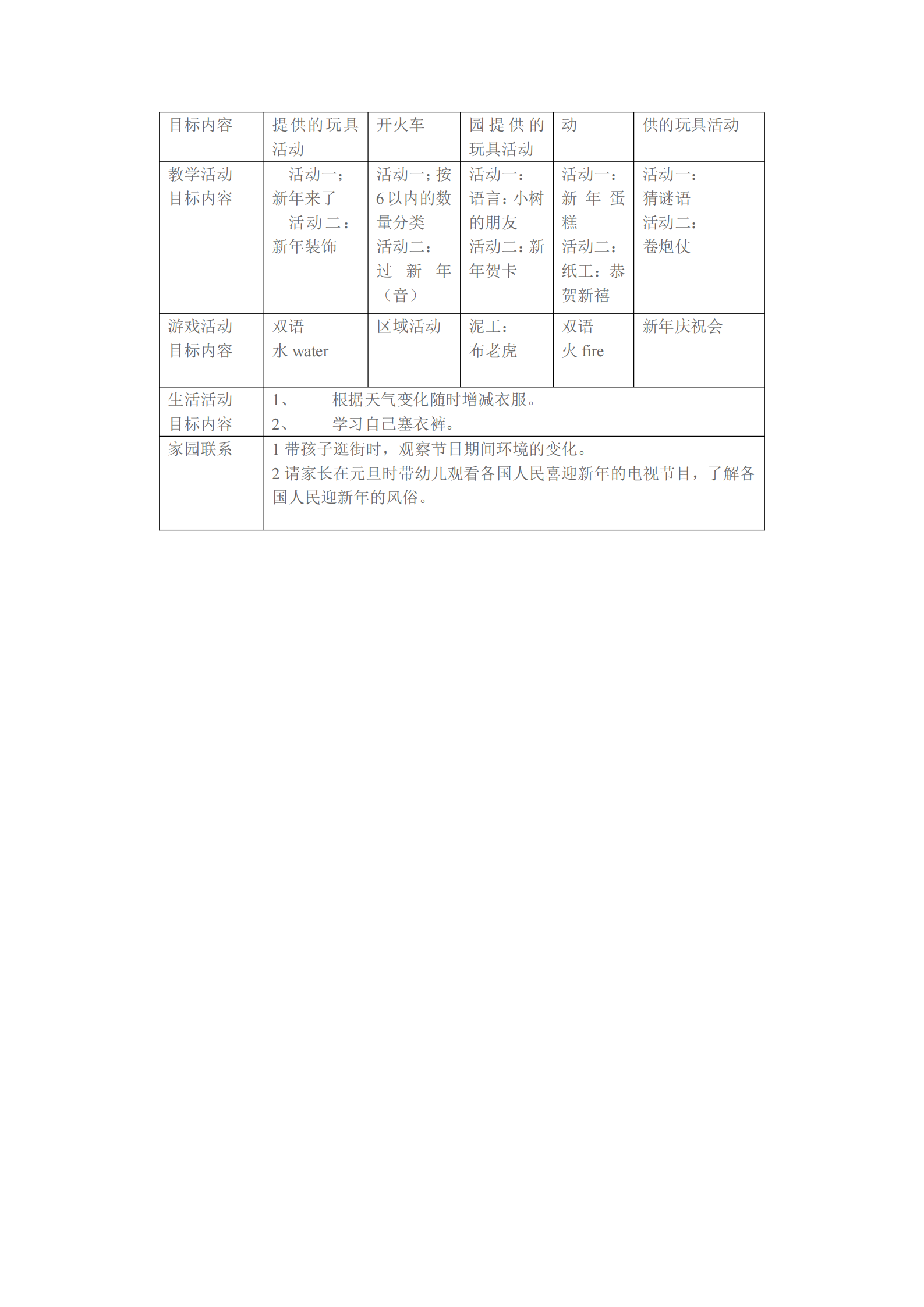 大班上学期班级工作计划表（幼儿园小中大班一周工作计划表）